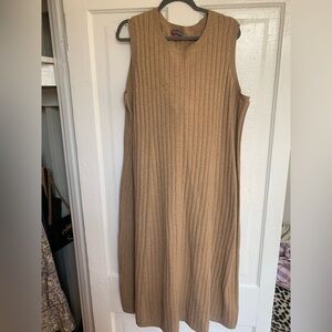 Vince Camuto Tan Ribbed Sweater Maxi Dress